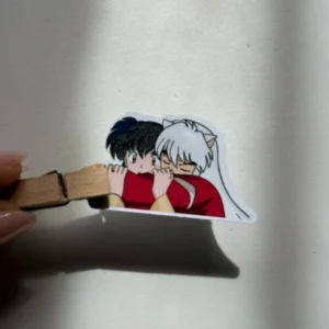 Inuyasha y Kagome – Vinilo blanco + Laca brillante