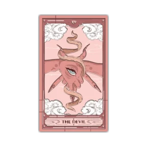 Tarot “The devil” – Vinilo blanco + Laca brillante