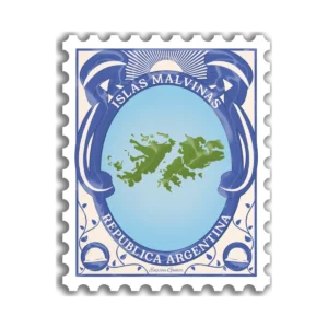 Estampilla Islas Malvinas – Vinilo blanco + Laca brillante