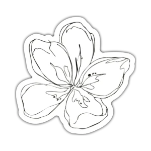 Flor trazo fino – Vinilo blanco + Laca brillante