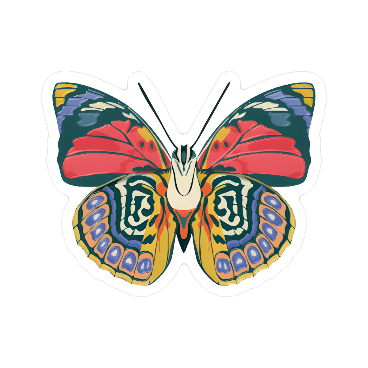 Mariposa Agrias - Vinilo blanco + Laca brillante